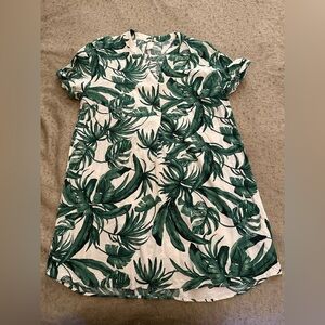 H&M tropical print tunic / dress, monstera